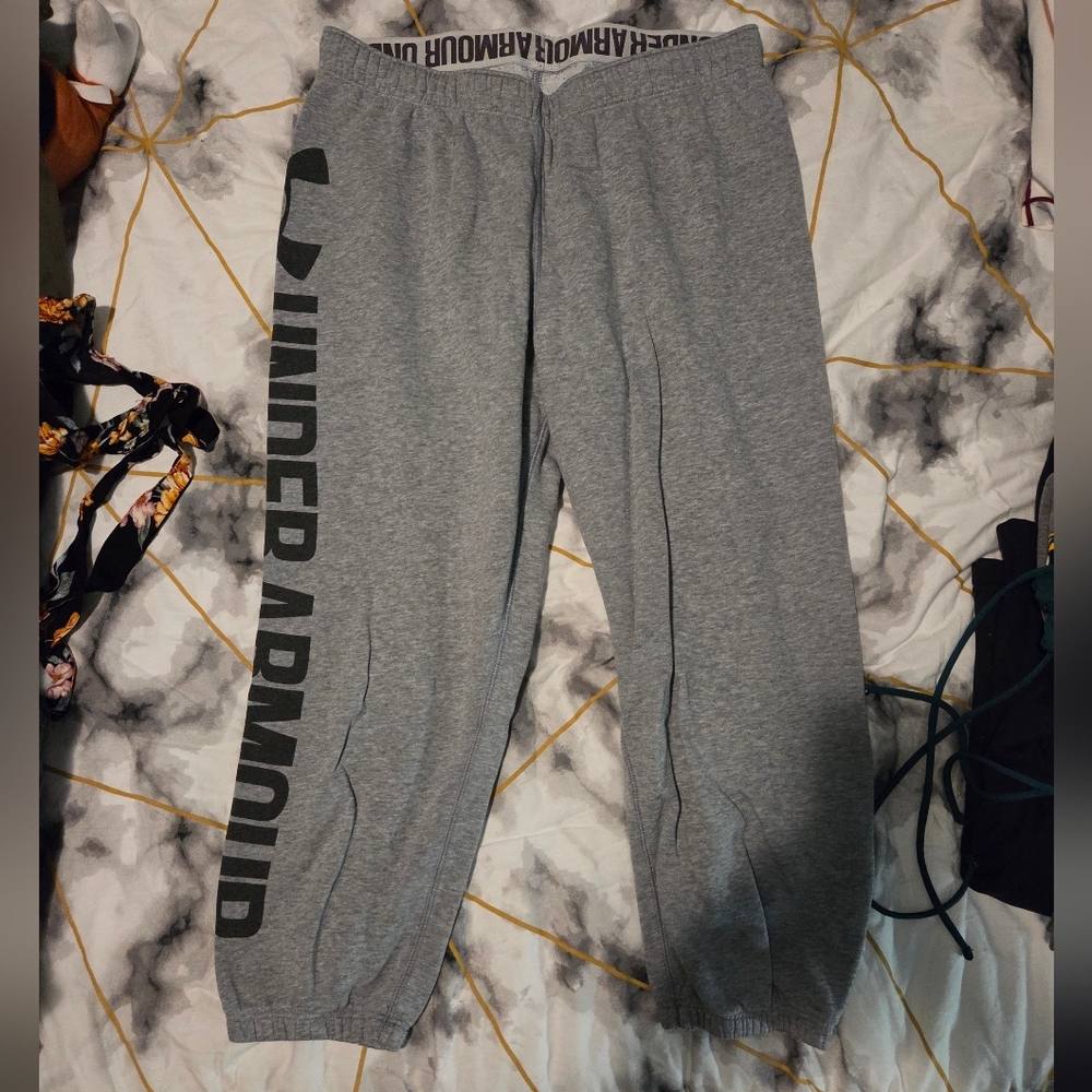 Under Armour Cropped Sweatpants in Heather Gray